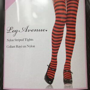 'Leg Avenue' Plus Size 3X-4X Red/black Striped/Hooped Tights NWT